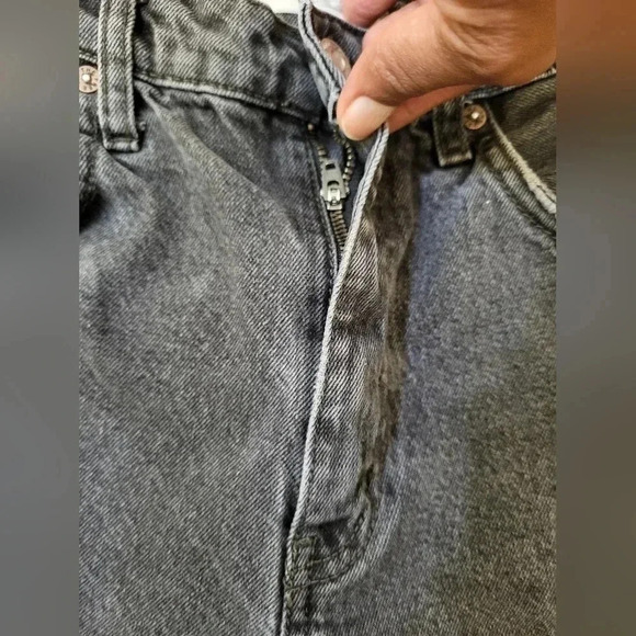 We the Free Free People Black Heavily Distressed Straight Raw Hem Mom Jeans(28) - Picture 9 of 13